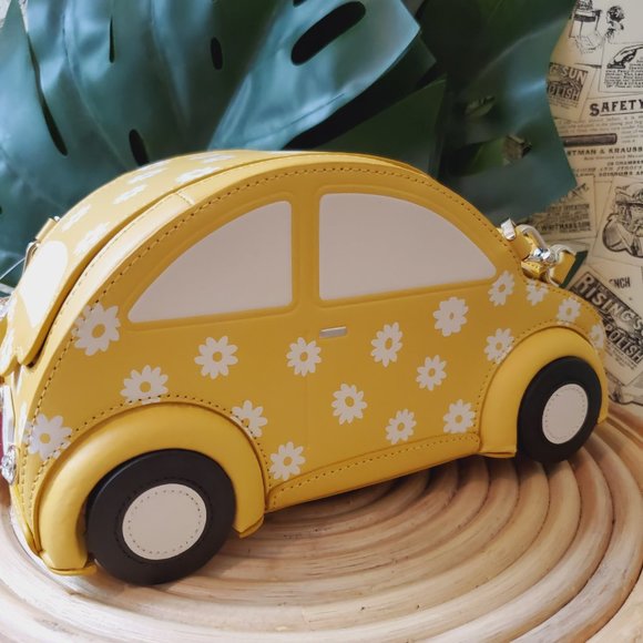 NWT KATE SPADE Beep Beep Yellow Daisy Beetle Bug Car Crossbody Purse Bag - Picture 7 of 8